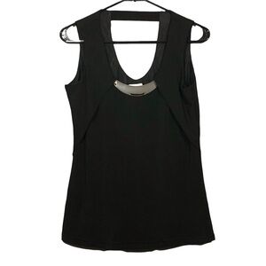 Cato vneck blouse tank top women size s black metal silver highlight sleeveless